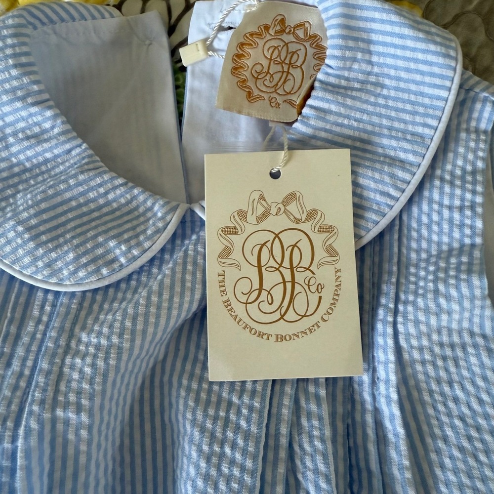 NEW The‎ Beaufort Bonnet Company Boone Bubble 12/18M Breakers Blue Seersucker - Picture 5 of 10